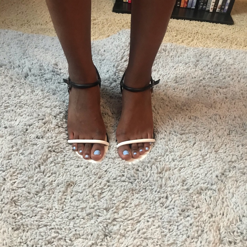 Black and white Michael Kors kitten heels